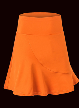 运动裙裤女橙色羽毛球网球裙白色速干跑步短裙健身操跳舞裙半身裙