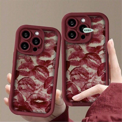 红色唇印iphone14promax 17air 16e 17 16pro max case lip print cover适用13苹果12手机保护套15全包防摔11