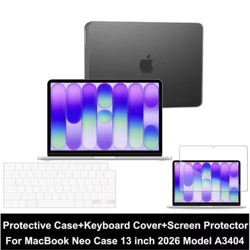 For MacBook Neo Case 13 inch A3404, 3 in 1 Kit  Hard Shell Case & Keyboard Cover & Screen Protector