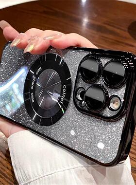 bling soft magsafe case适用iPhone 15 16 Pro Max Cover iPhone14 15plus 13 12 11 Pro Max保护壳带镜头膜