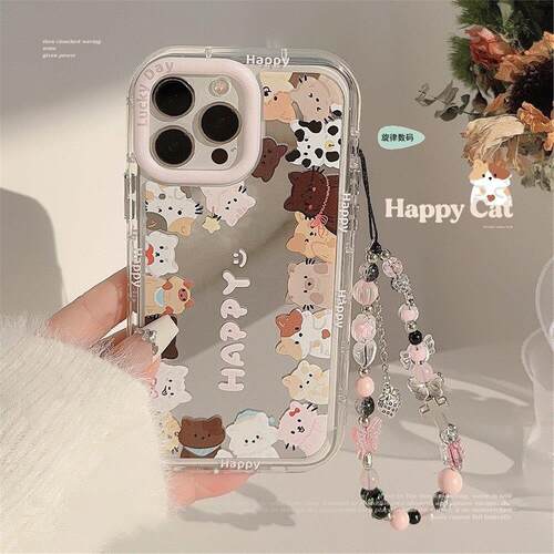 镜面ins可爱猫咪适用14ProMax苹果17手机壳13韩风16挂绳iphone15promax case 11 casing cover 12 cat mirror