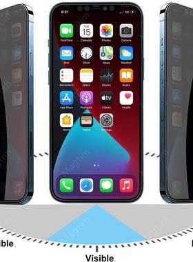 适用360 Privacy Screen Protector For iPhone 11 12 13 14 15 Pro Max XS防窥钢化膜全屏软硬边玻璃膜360度