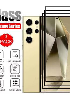 3Pcs Tempered Glass For Samsung S25 S24 Ultra S23+ FE S22 Plus A16 A36 A55 A56 5G Screen Protector