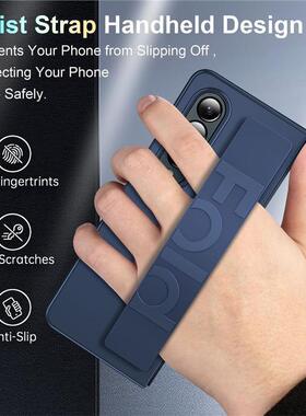 适用于三星zfold6弹力腕带手机壳Samsung Z Fold6 Fold5 Fold4 Fold3 Fold2 Solid Case Wristband Cover防摔