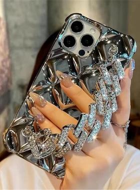 Luxury Glitte Chain Case适用于iPhone 15 14 13 11 12 Pro Max
