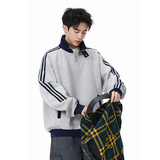 A410-A32652-特批70限价139-美式条纹撞色立领卫衣-400g华棉，男装卫衣，电商A410