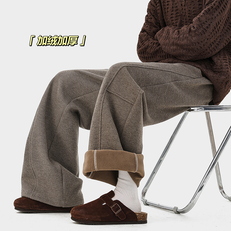 A410-K8789JR-P70限价109-重磅加绒休闲裤-400g左右人字纹面料