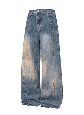 A410-K8795-特批55限价109-潮牌复古直筒牛仔裤-320g竹节牛仔面料