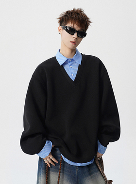 A410-A34750-P85限价129-美式假两件百搭休闲卫衣-400G 华棉