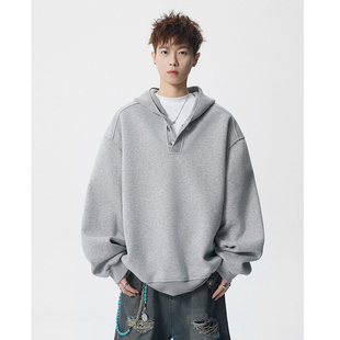 A32635 400g P85限价129 重磅纽扣连帽卫衣 华棉复合 美式 A410