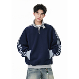 A410-A32652-特批70限价139-美式条纹撞色立领卫衣-400g华棉，男装卫衣，电商A410