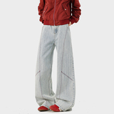 A410-K8799-特批55限价109-美式设计感阔腿牛仔裤-320g竹节牛仔布，男装牛仔裤，电商A410