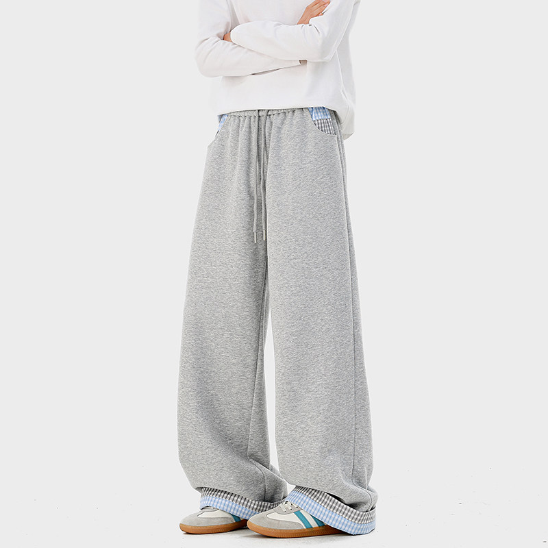 A410-K5650-P70限价109-美式格纹垂感直筒卫裤-320G左右卫裤面料，男装休闲裤，电商A410