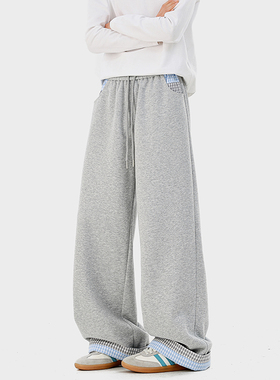 A410-K5650-P70限价109-美式格纹垂感直筒卫裤-320G左右卫裤面料