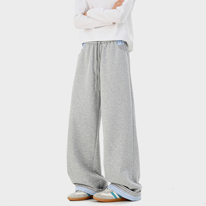 A410-K5650-P70限价109-美式格纹垂感直筒卫裤-320G左右卫裤面料，男装休闲裤，电商A410