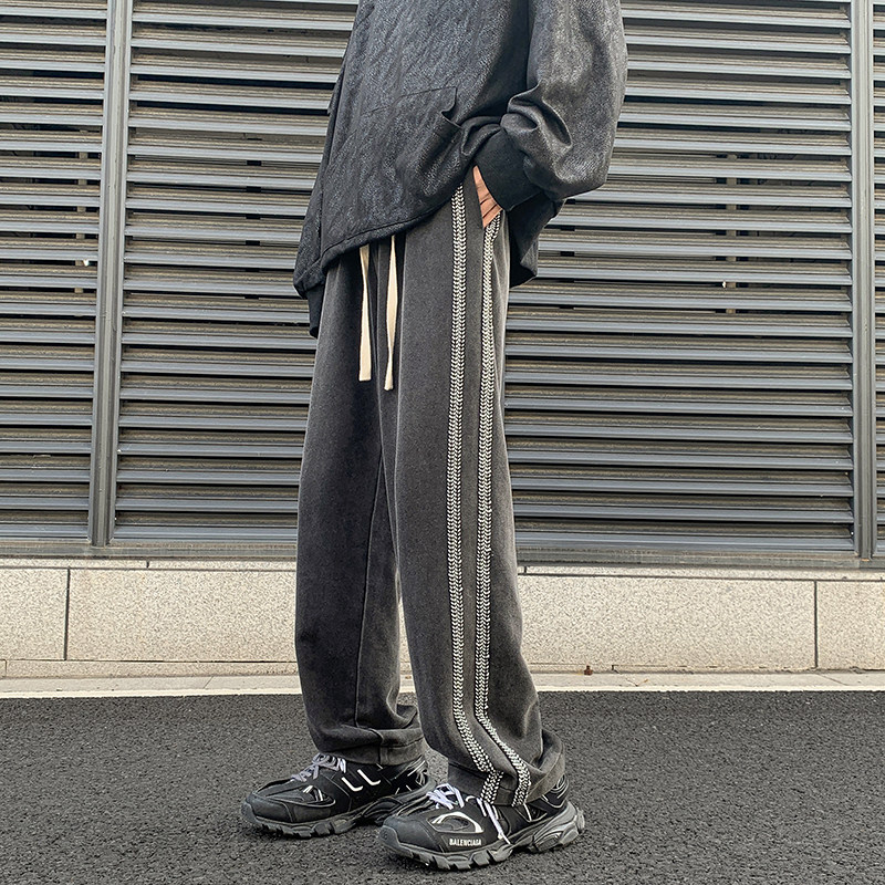 K2888*流行休闲裤男春宽松运动长裤复古百搭直筒裤P75（限价98）,男装休闲裤,电商A410