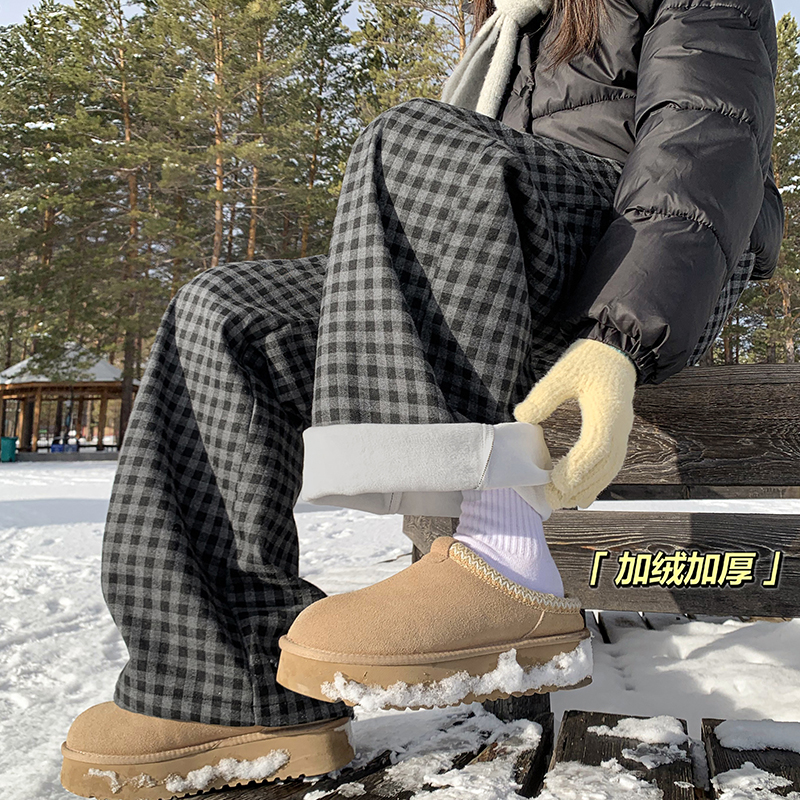 A410-K8783JR-P70限价109-美式格子加绒阔腿裤-格子面料 380g左右