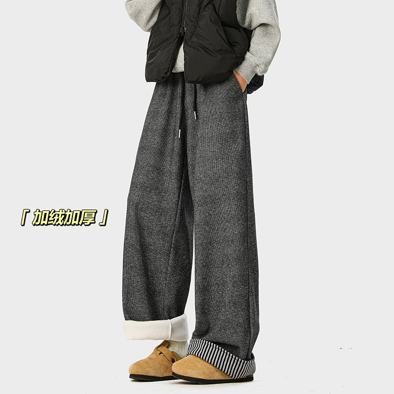 A410-K8752JR-P70限价109-条纹拼接加绒休闲裤-条条面料430g左右,男装卫衣,电商A410