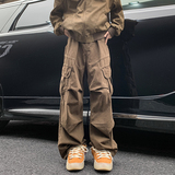 美式复古工装裤男秋冬高级感潮牌cleanfit裤子痞帅休闲宽松阔腿裤，男装休闲裤，电商A410