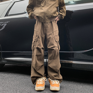 美式复古工装裤男秋冬高级感潮牌cleanfit裤子痞帅休闲宽松阔腿裤图片