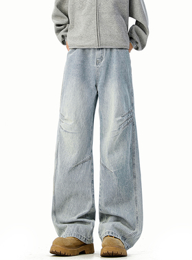 A410-K7524-P65限价119-美式复古解构弯刀牛仔裤- 320g 牛仔面料