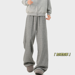 A410-K8781JR-P70限价109-条纹加绒卫裤-450g加绒拉菲条条纹面料，男装休闲裤，电商A410