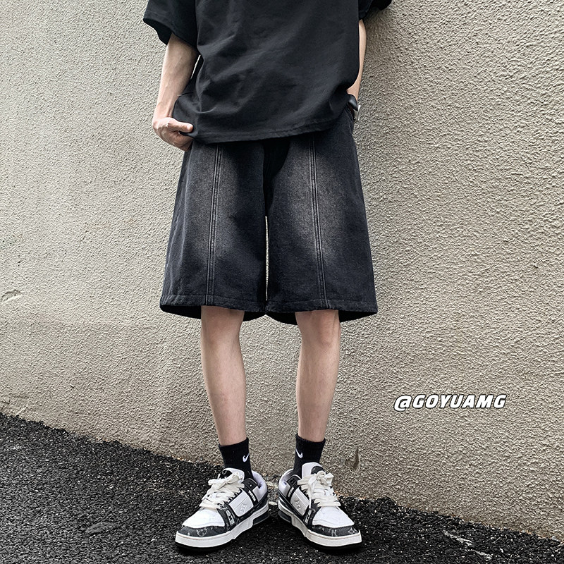 K2809*日系牛仔短裤男夏季潮牌宽松中裤休闲五分裤P48（限价68）,男装牛仔裤,电商A410