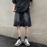 K2809*日系牛仔短裤男夏季潮牌宽松中裤休闲五分裤P48（限价68），男装牛仔裤，电商A410
