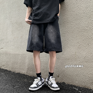 K2809*日系牛仔短裤男夏季潮牌宽松中裤休闲五分裤P48（限价68）
