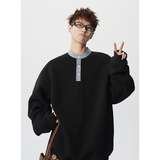 A410-A34731-P65限价99-美式复古格纹拼接圆领卫衣-400G华棉，男装卫衣，电商A410