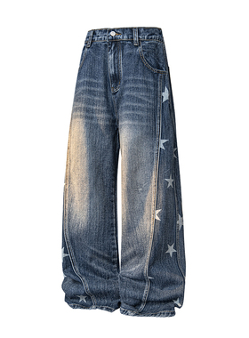 A410-K7932-P75限价129-设计感阔腿百搭牛仔裤-320g竹节牛仔面料