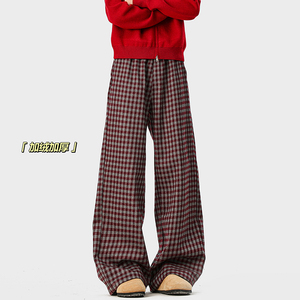A410-K8783JR-P70限价109-美式格子加绒阔腿裤-格子面料380g左右图片