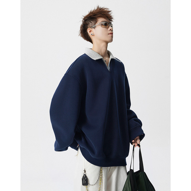 A410-WT34719-特批55限价109-美式复古假两件卫衣-400G华棉，男装卫衣，电商A410