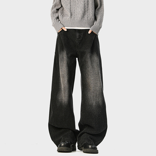 美式 P65限价99 复古褶皱阔腿牛仔裤 320g 面料 A410 牛仔裤 K8384