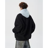 A410-WT34778-P85限价139-美式格纹拼接连帽卫衣-400G华棉，男装卫衣，电商A410