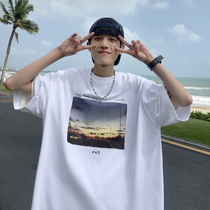 T41038*230g纯短袖T恤男夏季潮流百搭男宽松半袖P35（限价49）图片