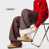 A410-K8783JR-P70限价109-美式格子加绒阔腿裤-格子面料380g左右，男装卫衣，电商A410