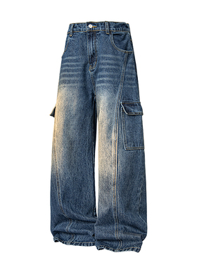 A410-K7939-P75限价129-美式多口袋直筒牛仔裤-320g牛仔面料