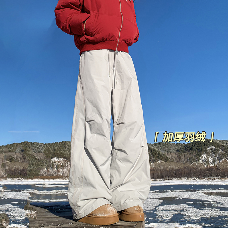 A410-K8719JR-P120限价188-美式褶皱伞兵休闲裤-鸭绒绒子含量90%，男装休闲裤，电商A410