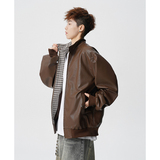 A410-WT34780-P110限价169-美式格纹撞色立领夹克-290G皮料，男装夹克，电商A410