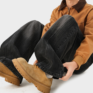 A410-K8795-特批55限价109-潮牌复古直筒牛仔裤-320g竹节牛仔面料，男装牛仔裤，电商A410