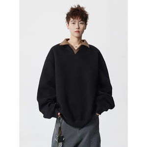 A410-WT34719-特批55 限价109-美式复古假两件卫衣-400G 华棉，男装卫衣，电商A410