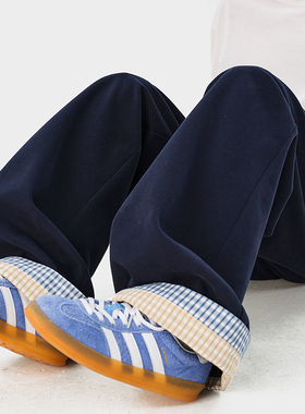 A410-K5650-P70限价109-美式格纹垂感直筒卫裤-320G左右卫裤面料