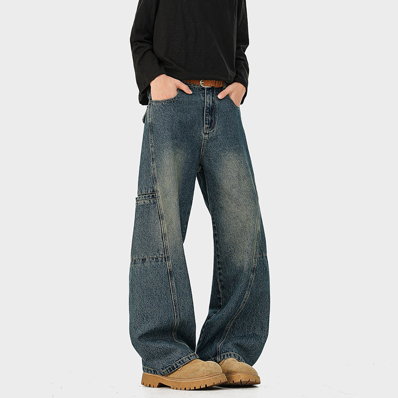 A410-K7909-特批60限价119-美式水洗做旧百搭牛仔裤-320g牛仔面料，男装牛仔裤，电商A410