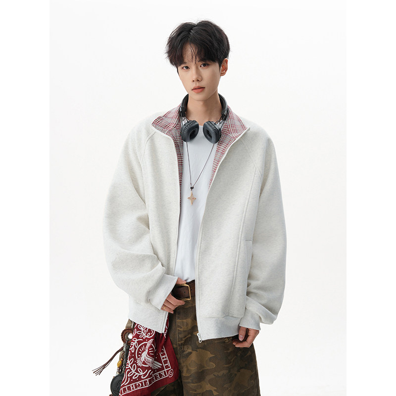 A410-WT93330-P85限价129-美式复古立领卫衣-华棉复合仿棉420G，男装卫衣，电商A410