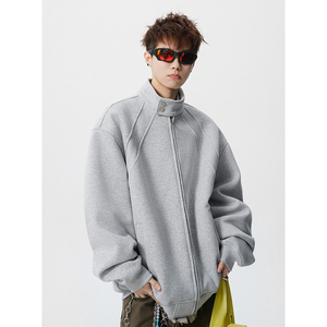 A410-WT34793-P85限价149-美式解构立领开衫卫衣-400G 华棉，男装卫衣，电商A410