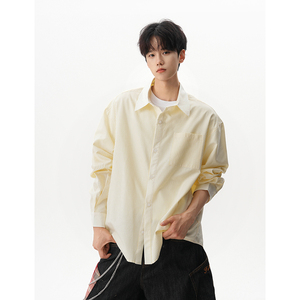 A410-CS37307-P60限价89-日系休闲翻领条纹长袖衬衫-牛津纺 135g，男装衬衫，电商A410