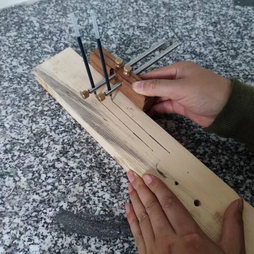 硬木小叶青冈装修划线器不锈钢双杆划线工具木工画线器diy工具线