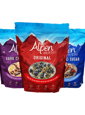 原装进口英国Alpen谷物营养泡牛奶早餐黑巧水果坚果麦片500g