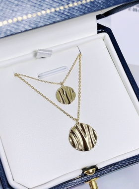 FADOOOJ10k黄金几何圆盘项链